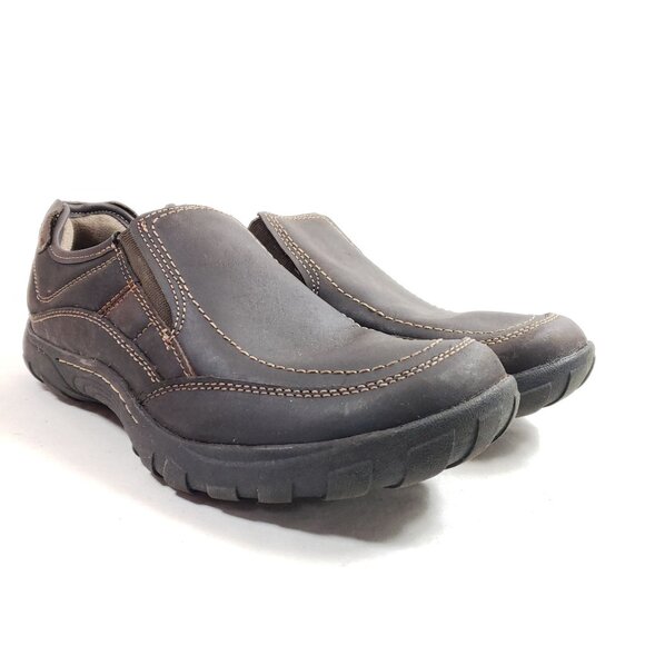 Dockers Mens Size 10 Slip-On Casual Loafers Brown Leather Upper Rugged Sole - Picture 1 of 9